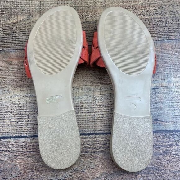 Mila Paoli Braided Suede Leather Flat Sandals Coral Orange Womens 9.5 US - Picture 11 of 12
